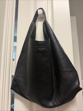 Kurt Geiger Black Pebbled Leather Shoulder Hobo